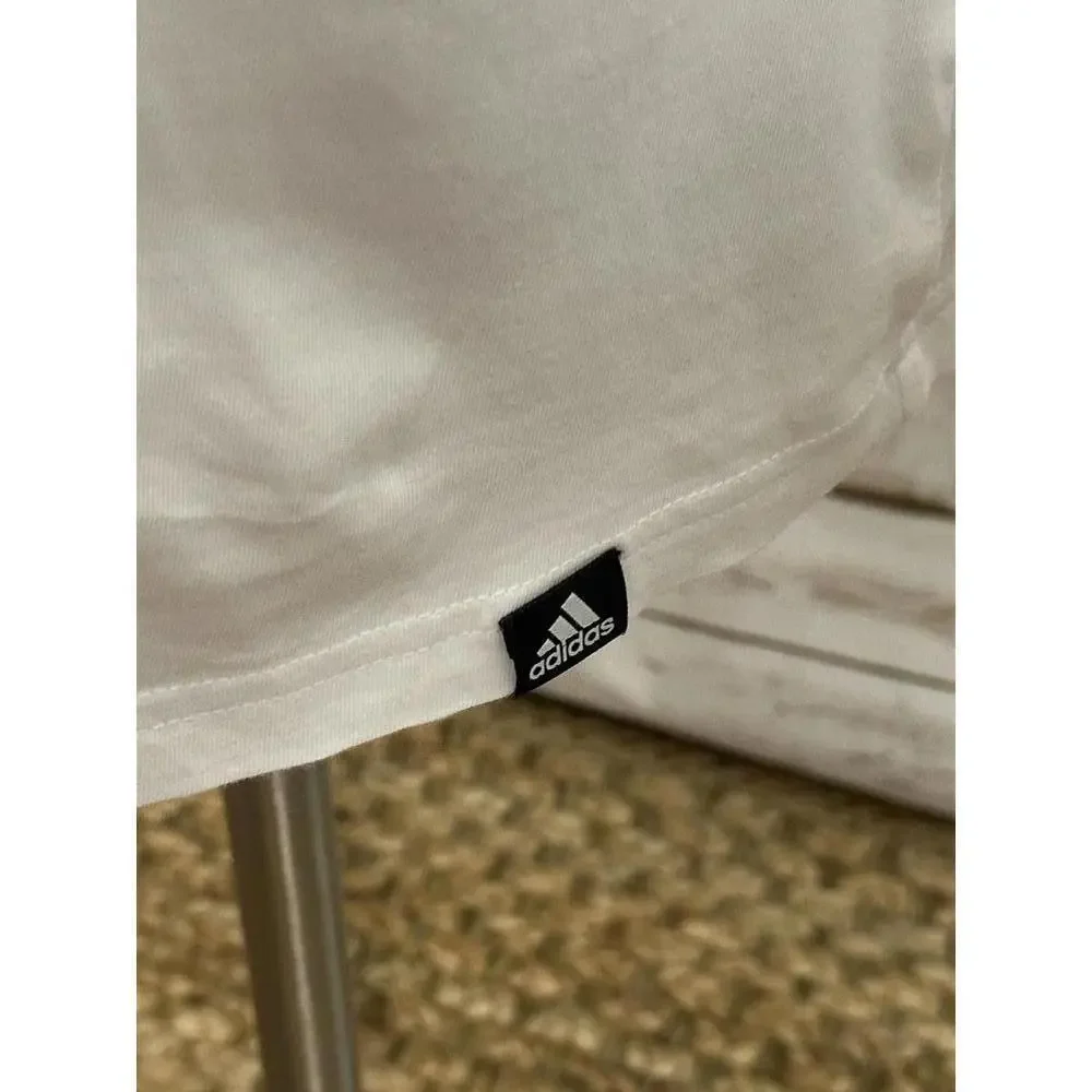 Adidas white cotton graphic print hooded long sleeve t-shirt Size L (14-16)